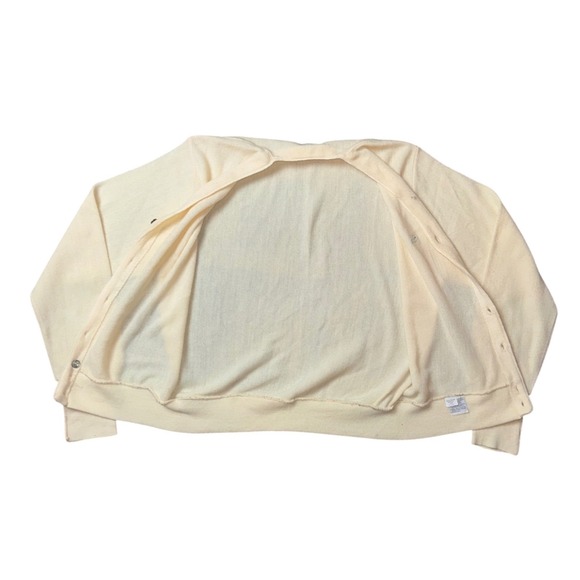 VTG IZOD Lacoste Cardigan Sweater Cream V Neck Button‎ Up Acrylic Mens Sz M - Picture 3 of 10